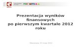 Prezentacja wyników finansowychpo pierwszym kwartale 2012 roku