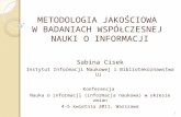 Metodologia jakosciowa w badaniach wspolczesnej nauki o informacji