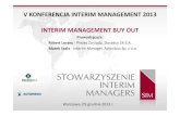 Interim Management Buy Out - V Międzynarodowa Konferencja Interim Management_ 05.12.2013_