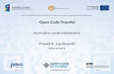 Paweł A Łączkowski: Formalne uwarunkowania modelu Open Code Transfer -- prawo i medycyna.