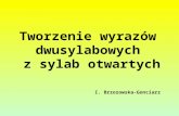 Tworzenie wyrazów dwusylabowych z sylab otwartych I. Brzozowska-Gonciarz.