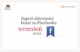 Raport aktywności branż na Facebooku - wrzesień 2012