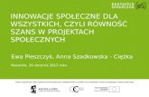 SISS 2012 Anna Szadkowska-Ciężka, Ewa Pieszczyk "Równość szans w projektach społecznych"/ "Equal opportunities in social projects"