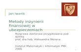Jan Iwanik Metody inżynierii finansowej w ubezpieczeniach