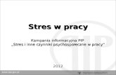 Stres w pracy Kampania informacyjna PIP  „Stres i inne czynniki psychospołeczne w pracy”