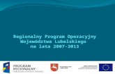 Regionalny Program Operacyjny Województwa Lubelskiego  na lata 2007-3013