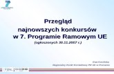 Przegląd najnowszych konkursów  w 7. Programie Ramowym UE (ogłoszonych 30.11.2007 r.)