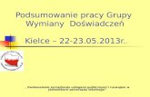Podsumowanie pracy Grupy  Wymiany  Doświadczeń  Kielce – 22-23.05.2013r. .