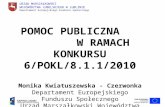 POMOC PUBLICZNA           W RAMACH KONKURSU 6/POKL/8.1.1/2010 Monika Kwiatuszewska - Czerwonka