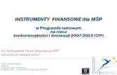 INSTRUMENTY  FINANSOWE dla MŚP w Programie ramowym  na rzecz