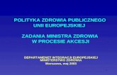 POLITYKA ZDROWIA PUBLICZNEGO UNII EUROPEJSKIEJ  ZADANIA MINISTRA ZDROWIA  W PROCESIE AKCESJI