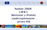 Nabór 2008  LIFE+ Wnioski z Polski zaakceptowane   przez KE