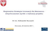 Regionalna Strategia Innowacji dla Mazowsza  - dotychczasowe wyniki z realizacji projektu