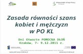 Zasada równości szans kobiet i mężczyzn w PO KL Dni Otwarte POMOCNA DŁOŃ Kraków, 7– 9.12.2011 r.