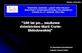 "100 lat po... naukowe dziedzictwo Marii Curie-Skłodowskiej"