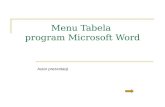 Menu Tabela  program Microsoft Word