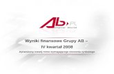 Wyniki finansowe Grupy AB –  IV kwartał 2008