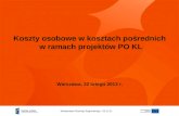 Koszty osobowe w kosztach pośrednich w ramach projektów PO KL  Warszawa, 22 lutego 2012 r.