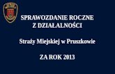 SPRAWOZDANIE ROCZNE Z DZIAŁALNOŚCI Straży Miejskiej  w Pruszkowie ZA ROK 2013