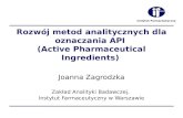 Rozwój metod analitycznych dla oznaczania API  (Active Pharmaceutical Ingredients)