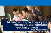 A ktualna oferta licencyjna Microsoft dla klientów edukacyjnych Ewa Kruszewska Katowice 24.09.2013