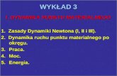 WYKŁAD 3 I. DYNAMIKA PUNKTU MATERIALNEGO 1.  Zasady Dynamiki Newtona (I, II i III).