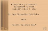 Klasyfikacja product placement w Unii Europejskiej i USA Dr Ewa Skrzydło-Tefelska  SK&S
