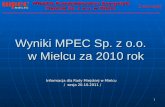 Wyniki MPEC Sp. z o.o.    w Mielcu za 2010 rok