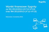 Wyniki finansowe Sygnity za 3Q 2012/2013 (IV’13-VI’13) oraz 9M 2012/2013 (X’12-VI’13)