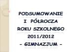 Podsumowanie  I  Półrocza   roku SZKOLNEGO 2011/2012 - Gimnazjum -