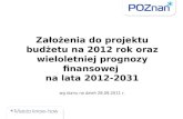 Założenia do projektu budżetu na 2012 rok oraz wieloletniej prognozy finansowej  na lata 2012-2031
