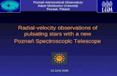 Radial-velocity observations of  pulsating stars with a new  Poznań Spectroscopic Telescope