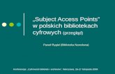 „Subject Access Points”  w polskich bibliotekach cyfrowych  (przegląd)