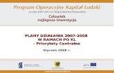 PLANY DZIAŁANIA 2007-2008  W RAMACH PO KL - Priorytety Centralne Styczeń 2008 r.