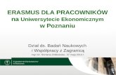 ERASMUS DLA PRACOWNIKÓW na  Uniwersytecie Ekonomicznym w Poznaniu