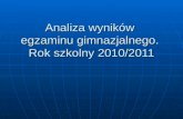 Analiza wyników  egzaminu gimnazjalnego.  Rok szkolny 2010/2011