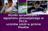 Wyniki sprawdzianu i egzaminu gimnazjalnego w 2013r. uczniów szkół w gminie Masłów