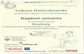 Dyplom uznania dla Łukasza Dzierzkowskiego