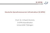 D-SPIN CLARIN Deutsche Sprachressourcen Infrastruktur (D-SPIN) Prof. Dr. Erhard Hinrichs D-SPIN Koordinator Universität Tübingen.