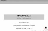 MATEMATYKA I - Logika matematyczna