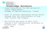 Joanna Smogorzewska: Developing Social Skills through Play the Effectiveness of Play Time/ Social Time Program - Slide presentation