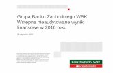 Prezentacja wyników BANKU ZACHODNIEGO WBK S.A. za 2016 r.