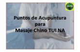 Masaje Chino TUI NA - · PDF fileYINTANG: En la linea media ant e rior entre las cejas. Trata las cefaleas, vertigo, enfermedades de los ojos, rinitis alergica, sinusitis, nariz tapada
