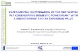 EXPERIMENTAL INVESTIGATION OF THE ORC … 053.pdf · EXPERIMENTAL INVESTIGATION OF THE ORC SYSTEM IN A COGENERATIVE DOMESTIC POWER PLANT WITH ... Micro-turbogenerator equipped …