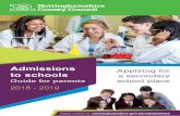 Admissions Applying for to schools - … · or eodr oo e 3 Foreword Dear Parent Welcome to Nottinghamshire’s Admissions to schools: Guide for parents. This guide contains a wide