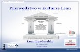 Przywództwo w kulturze Lean - moznainaczej.com · 1 Przywództwo w kulturze Lean Lean Leadership 12 maja 2011r. Mark Forkun Principles & Guidelines