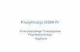 Klasyfikacja DSM-IV - mkrzymowski.plmkrzymowski.pl/pliki/psychologia/dsm4.pdf · Klasyfikacja DSM-IV Ameryka ńskiego Towarzystwa Psychiatrycznego - fragment. Epizod depresji du Ŝej