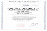 CERTYFIKAT AKREDYTACJI - metrotest.com.pl · spelnia wymagania normy PN-EN ISO/I EC 17025:2005 meets requirements of the PN-EN ISO/I EC 17025.2005 standard Akredytowana dziatalnosc
