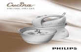 HR1566, HR1565 - Philips · wyrabiania ciasta oraz przed myciem miksera wyjmij wtyczkę urządzenia z gniazdka elektrycznego. Nigdy nie zanurzaj części silnikowej w wodzie ani nie