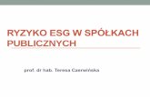 Ryzyko ESG w spółkach publicznychseg.org.pl/sites/seg13.message-asp.com/files/t_czerwinska.pdf · Efektywność a społeczna odpowiedzialność 4. ... •Ryzyka znajdujące się